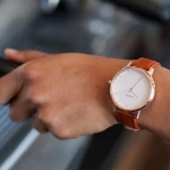 NIXON Kensington Leather Band Watch - Rose Gold/White -rei shop 103360 3 71692.1639232475