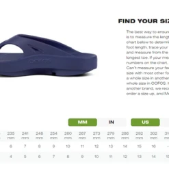 OOfos Oomega Sandal -rei shop Oofos Size Guide 48492.1670009375